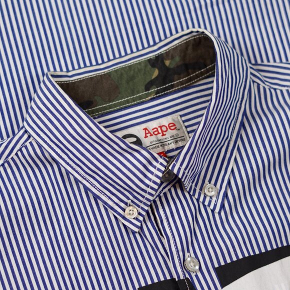 Aape by A Bathing Ape Striped Shirt with Logo Print - Picture 9 of 16